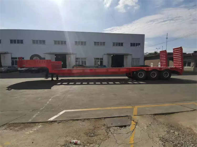 3 Axles 40 80 100 ton Payload Gooseneck Excavator Transport Lowbed Low bed Semi Truck Trailer | Yangzhou Vulcan Machinery Manufacturing Co., Ltd