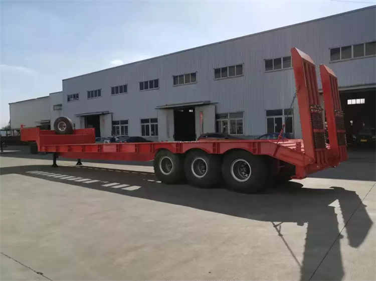 3 Axles 40 80 100 ton Payload Gooseneck Excavator Transport Lowbed Low bed Semi Truck Trailer | Yangzhou Vulcan Machinery Manufacturing Co., Ltd